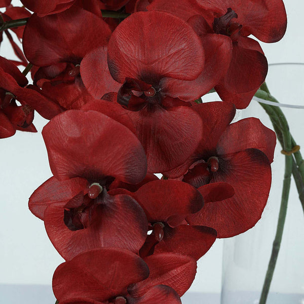 2 Stems - 40inch Red Artificial Long Stem Orchids - Silk Flowers Orchid Bouquet#whtbkgd