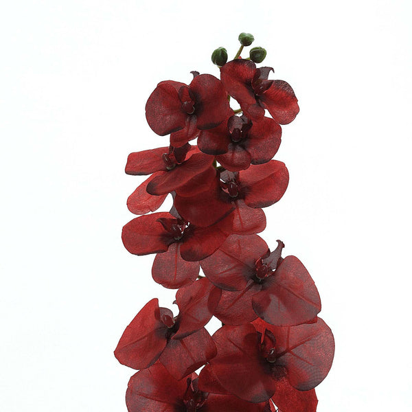 2 Stems - 40inch Red Artificial Long Stem Orchids - Silk Flowers Orchid Bouquet