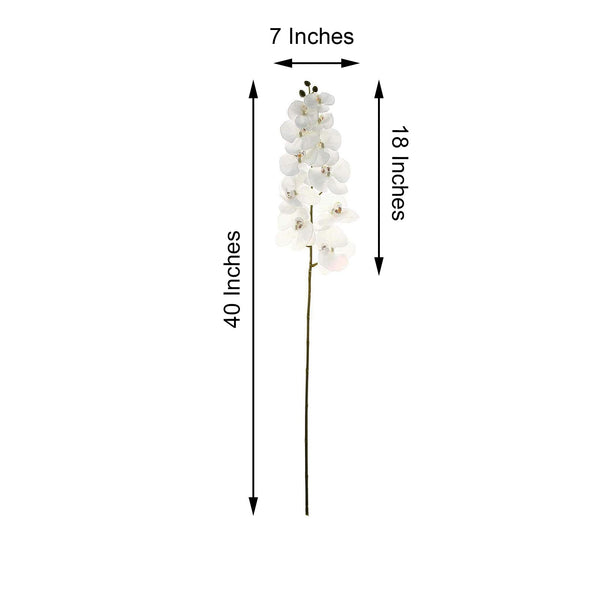 2 Stems - 40inch White Artificial Long Stem Orchids - Silk Flowers Orchid Bouquet