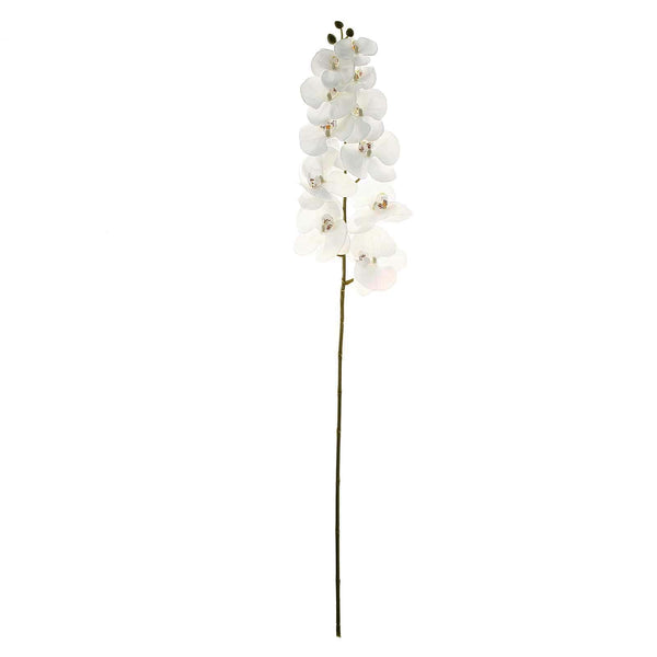 2 Stems - 40inch White Artificial Long Stem Orchids - Silk Flowers Orchid Bouquet