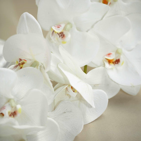 2 Stems - 40inch White Artificial Long Stem Orchids - Silk Flowers Orchid Bouquet#whtbkgd