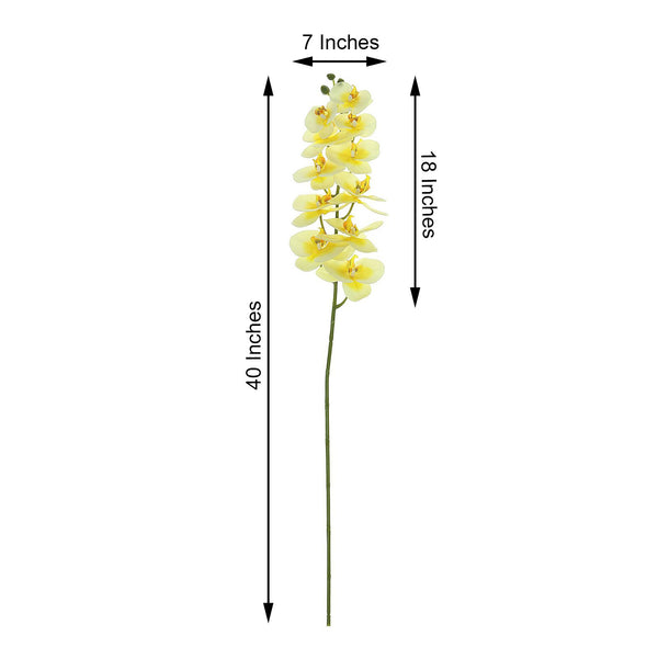 2 Stems - 40inch White/Yellow Artificial Long Stem Orchids - Silk Flowers Orchid Bouquet