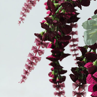 2 Bushes | 34inch Artificial Foxglove Orchid Flower Stems, Burgundy Silk Orchids Spray