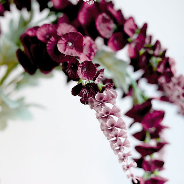 2 Bushes | 34inch Artificial Foxglove Orchid Flower Stems, Burgundy Silk Orchids Spray