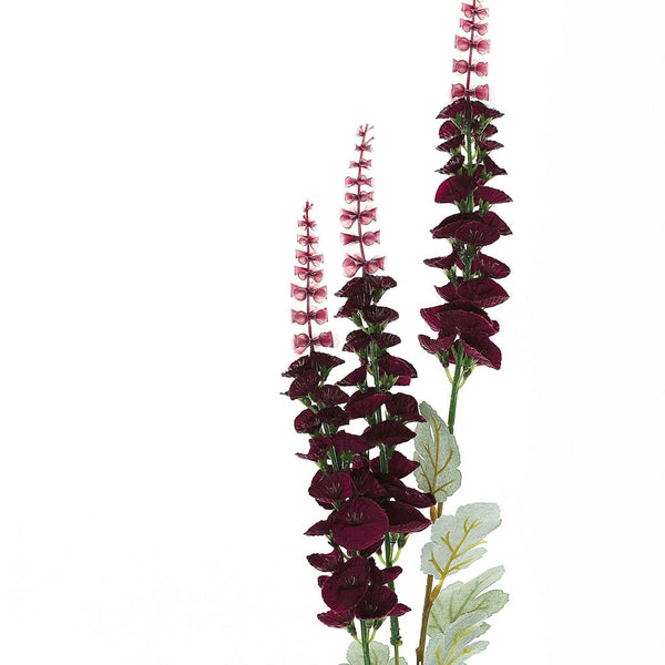 2 Bushes | 34inch Artificial Foxglove Orchid Flower Stems, Burgundy Silk Orchids Spray