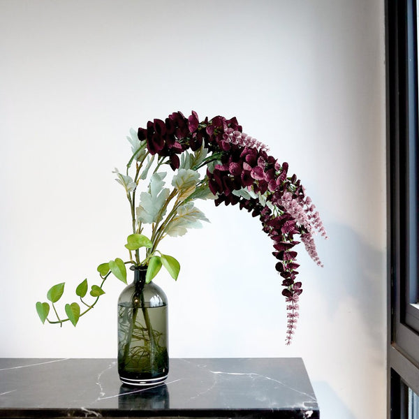 2 Bushes | 34inch Artificial Foxglove Orchid Flower Stems, Burgundy Silk Orchids Spray