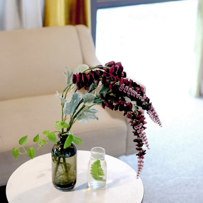 2 Bushes | 34inch Artificial Foxglove Orchid Flower Stems, Burgundy Silk Orchids Spray