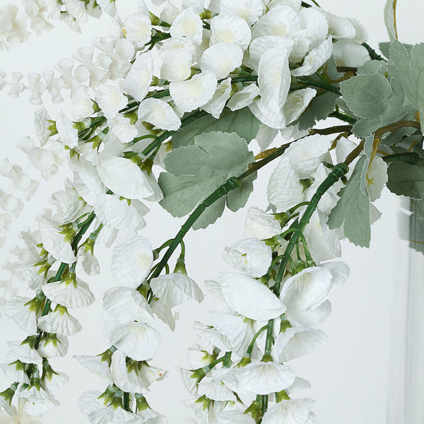 2 Bushes | 34inch Artificial Foxglove Orchid Flower Stems, White Silk Orchids Spray#whtbkgd