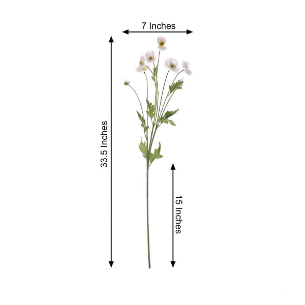 2 Bushes | 33" Long Stem Artificial Silk Poppy Flower Bouquet Spray - Blush/Rose Gold