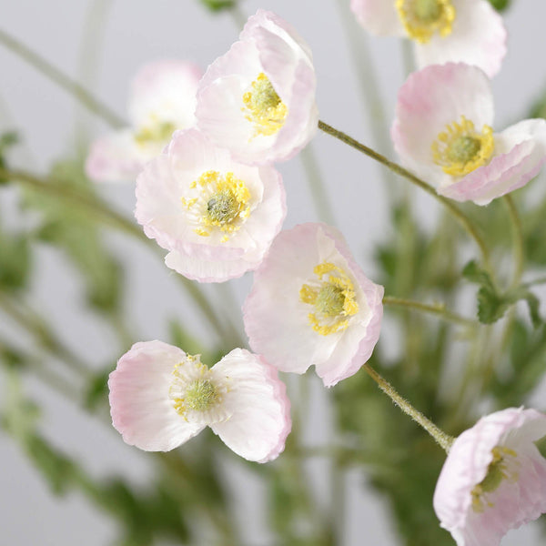 2 Bushes | 33Inch Long Stem Artificial Silk Poppy Flower Bouquet Spray - Blush/Rose Gold