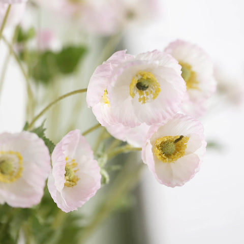 Faux Silk Silk Common Poppy Flower Stem in Pink or White 22 Tall