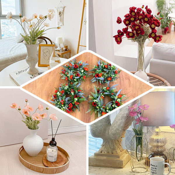 2 Pack | 33" Orange Silk Poppies Flower Stem, Artificial Flowers For Vase Floral Arrangement