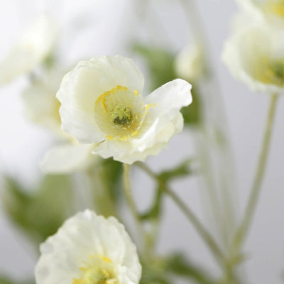 2 Bushes | 33Inch Long Stem Ivory Artificial Silk Poppy Flower Bouquet Spray