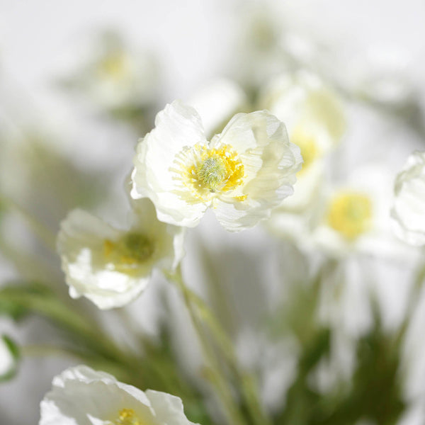 2 Bushes | 33Inch Long Stem Ivory Artificial Silk Poppy Flower Bouquet Spray