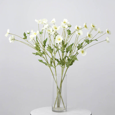 2 Bushes | 33Inch Long Stem Ivory Artificial Silk Poppy Flower Bouquet Spray