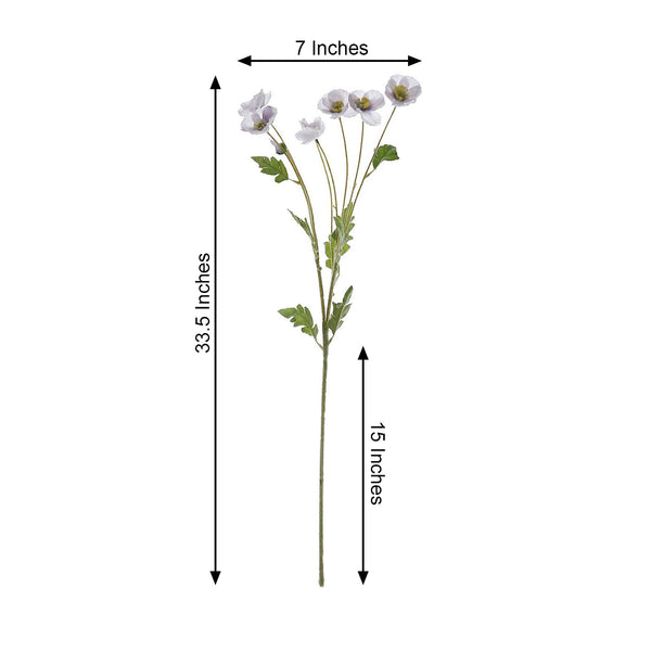 2 Bushes | 33" Long Stem Lavender Artificial Silk Poppy Flower Bouquet Spray