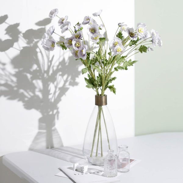 2 Bushes | 33Inch Long Stem Lavender Artificial Silk Poppy Flower Bouquet Spray