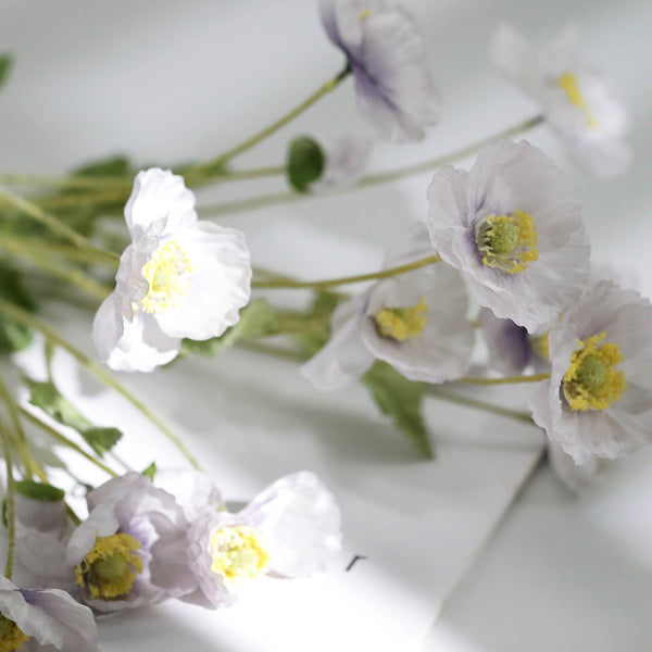 2 Bushes | 33Inch Long Stem Lavender Artificial Silk Poppy Flower Bouquet Spray