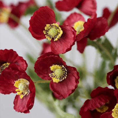 2 Bushes | 33Inch Long Stem Red Artificial Silk Poppy Flower Bouquet Spray#whtbkgd