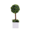 16inch Artificial Boxwood Topiary Ball Tree in White Planter Pot, Indoor Green Decorative Planter#whtbkgd