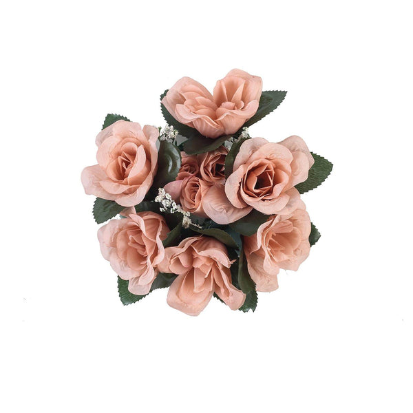 4 Pack Dusty Rose Artificial Silk Rose Floral Candle Rings