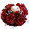 Silk Rose Candle Ring Artificial Flowers - Black / Red - 4 pcs