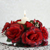 Silk Rose Candle Ring Artificial Flowers - Black / Red - 4 pcs