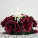 Silk Rose Candle Ring Artificial Flowers - Burgundy - 4 pcs