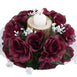 Silk Rose Candle Ring Artificial Flowers - Burgundy - 4 pcs