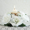 Silk Rose Candle Ring Artificial Flowers - Ivory - 4 pcs