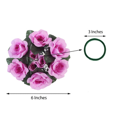 4 Pack Lavender Artificial Silk Rose Floral Candle Rings
