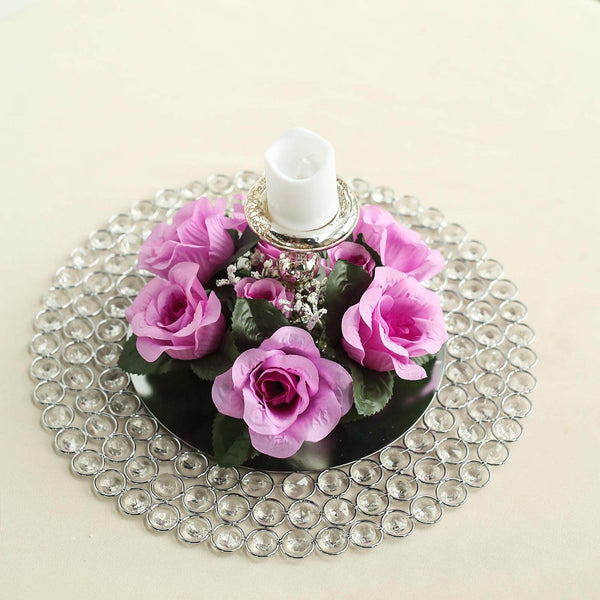 4 Pack Lavender Artificial Silk Rose Floral Candle Rings