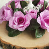 4 Pack Lavender Artificial Silk Rose Floral Candle Rings#whtbkgd