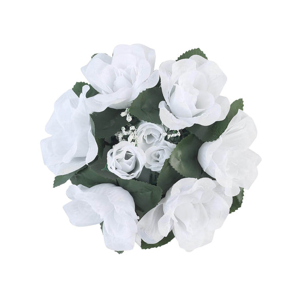 4 Pack White Artificial Silk Rose Floral Candle Rings