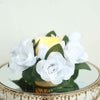 4 Pack White Artificial Silk Rose Floral Candle Rings