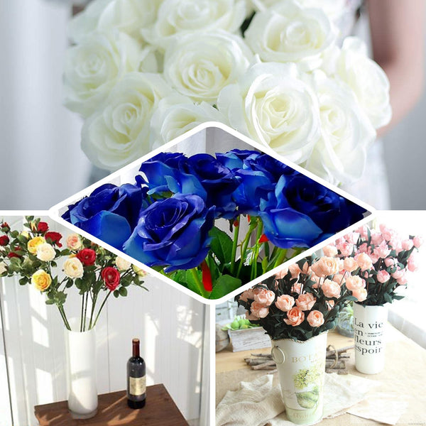 Pack of 2 - 33" Burgundy Silk Long Stem Roses, Faux Flowers Rose Bouquet