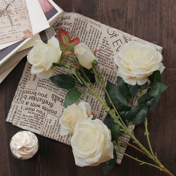 artificial roses, long stem roses, silk roses, faux flowers