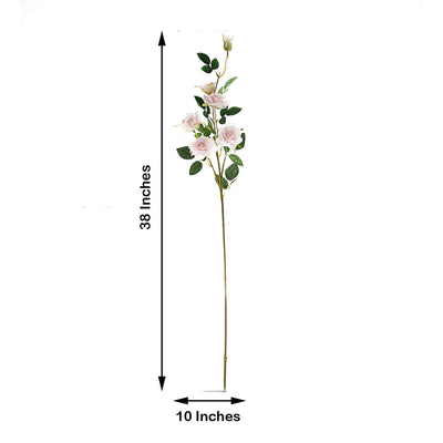 Pack of 2 | 38 inch Silk Long Stem Roses, Artificial Flowers Rose Bouquet - Blush | Rose Gold