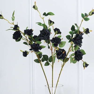Pack of 2 | 38 inch Black Silk Long Stem Roses, Artificial Flowers Rose Bouquet#whtbkgd