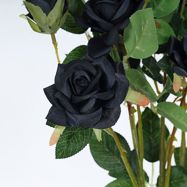 Pack of 2 | 38 inch Black Silk Long Stem Roses, Artificial Flowers Rose Bouquet