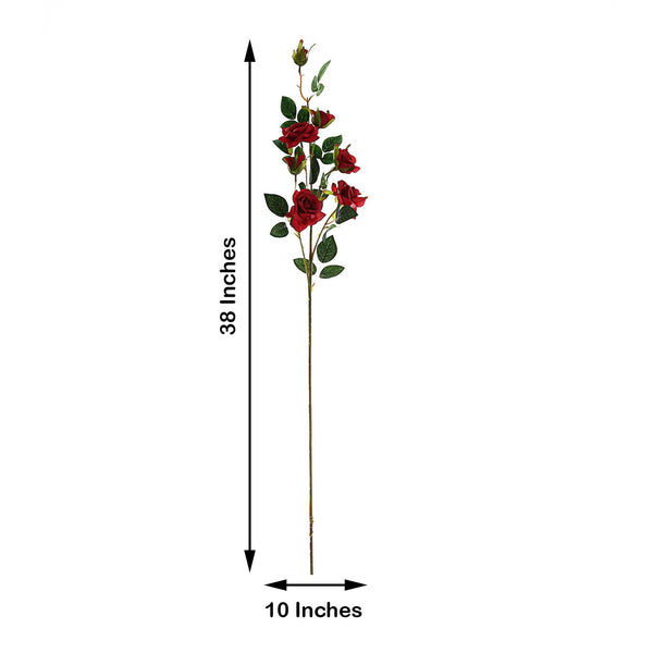 Pack of 2 | 38 inch Burgundy Silk Long Stem Roses, Artificial Flowers Rose Bouquet