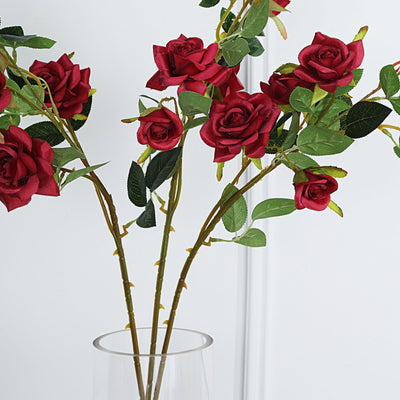 Pack of 2 | 38 inch Burgundy Silk Long Stem Roses, Artificial Flowers Rose Bouquet#whtbkgd