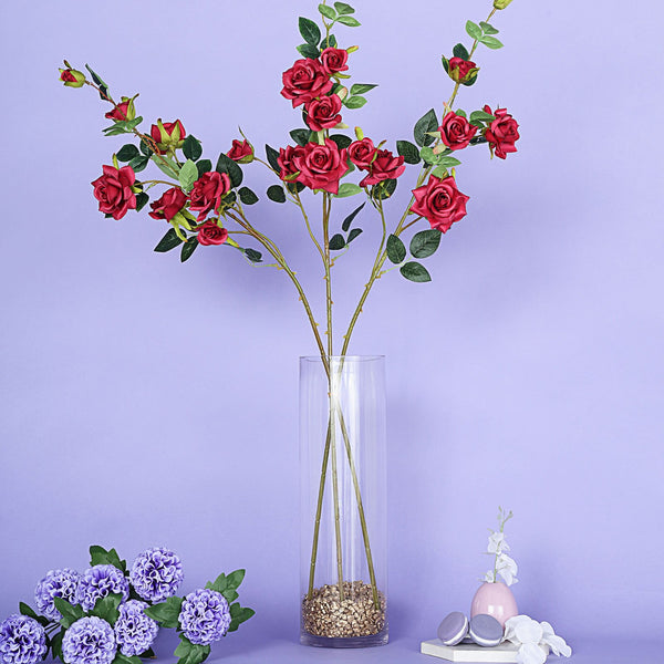 Pack of 2 | 38 inch Burgundy Silk Long Stem Roses, Artificial Flowers Rose Bouquet