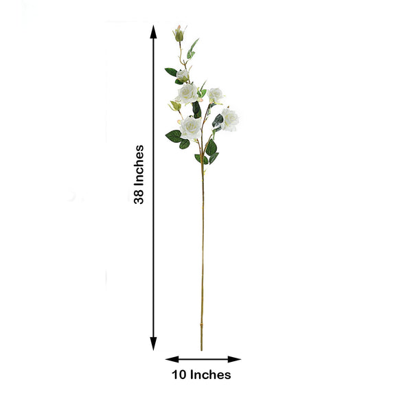 Pack of 2 | 38 inch Cream Silk Long Stem Roses, Artificial Flowers Rose Bouquet