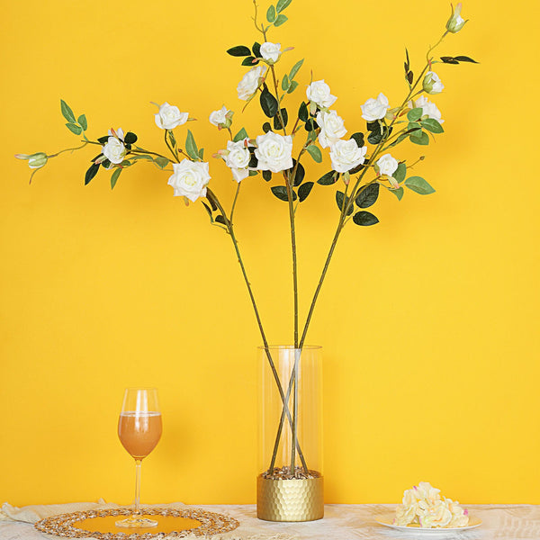 Pack of 2 | 38 inch Cream Silk Long Stem Roses, Artificial Flowers Rose Bouquet