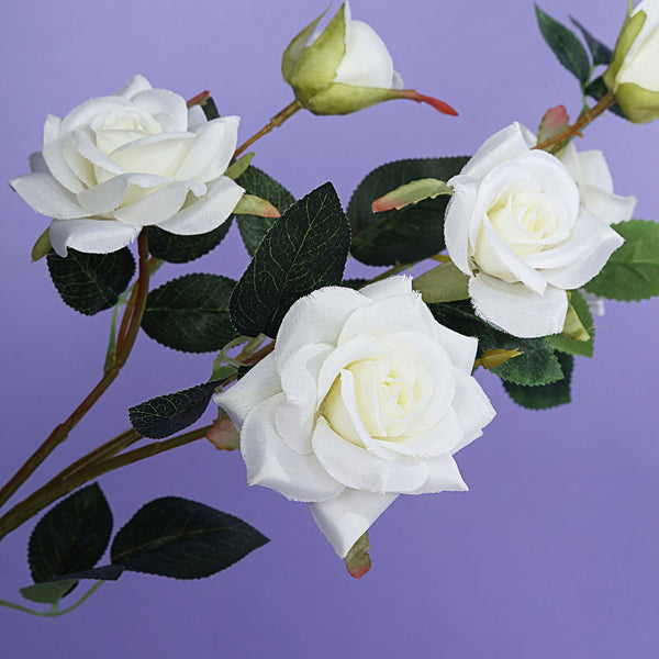 Pack of 2 | 38 inch Cream Silk Long Stem Roses, Artificial Flowers Rose Bouquet