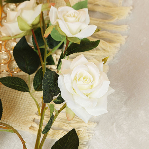 Pack of 2 | 38 inch Cream Silk Long Stem Roses, Artificial Flowers Rose Bouquet