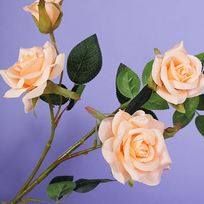 Pack of 2 | 38 inch Peach Silk Long Stem Roses, Artificial Flowers Rose Bouquet
