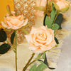 Pack of 2 | 38 inch Peach Silk Long Stem Roses, Artificial Flowers Rose Bouquet