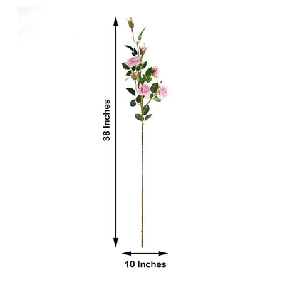 Pack of 2 | 38 inch Pink Silk Long Stem Roses, Artificial Flowers Rose Bouquet